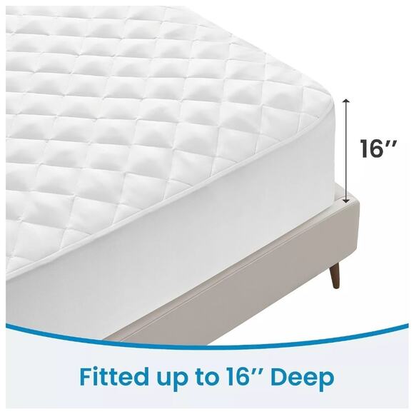 Serwall Quilted Fitted King Mattress Pad Pillow Top Mattress Cover Cooling - Picture 4 of 6